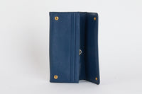 PRADA - Portefeuille Long cuir Saffiano bleu marine - Wallet
