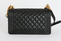 CHANEL - Sac bandoulière Boy Medium cuir noir - Hand Shoulder Bag