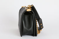 CHANEL - Sac bandoulière Boy Medium cuir noir - Hand Shoulder Bag