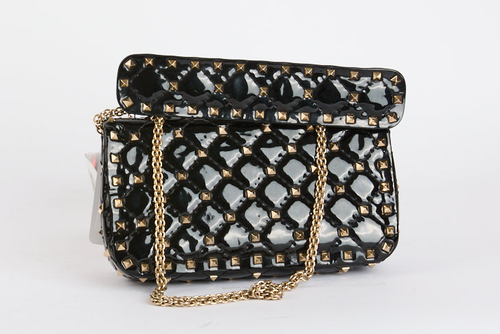 VALENTINO - Small Rockstud Vernis Shoulder Bag - Hand Bag