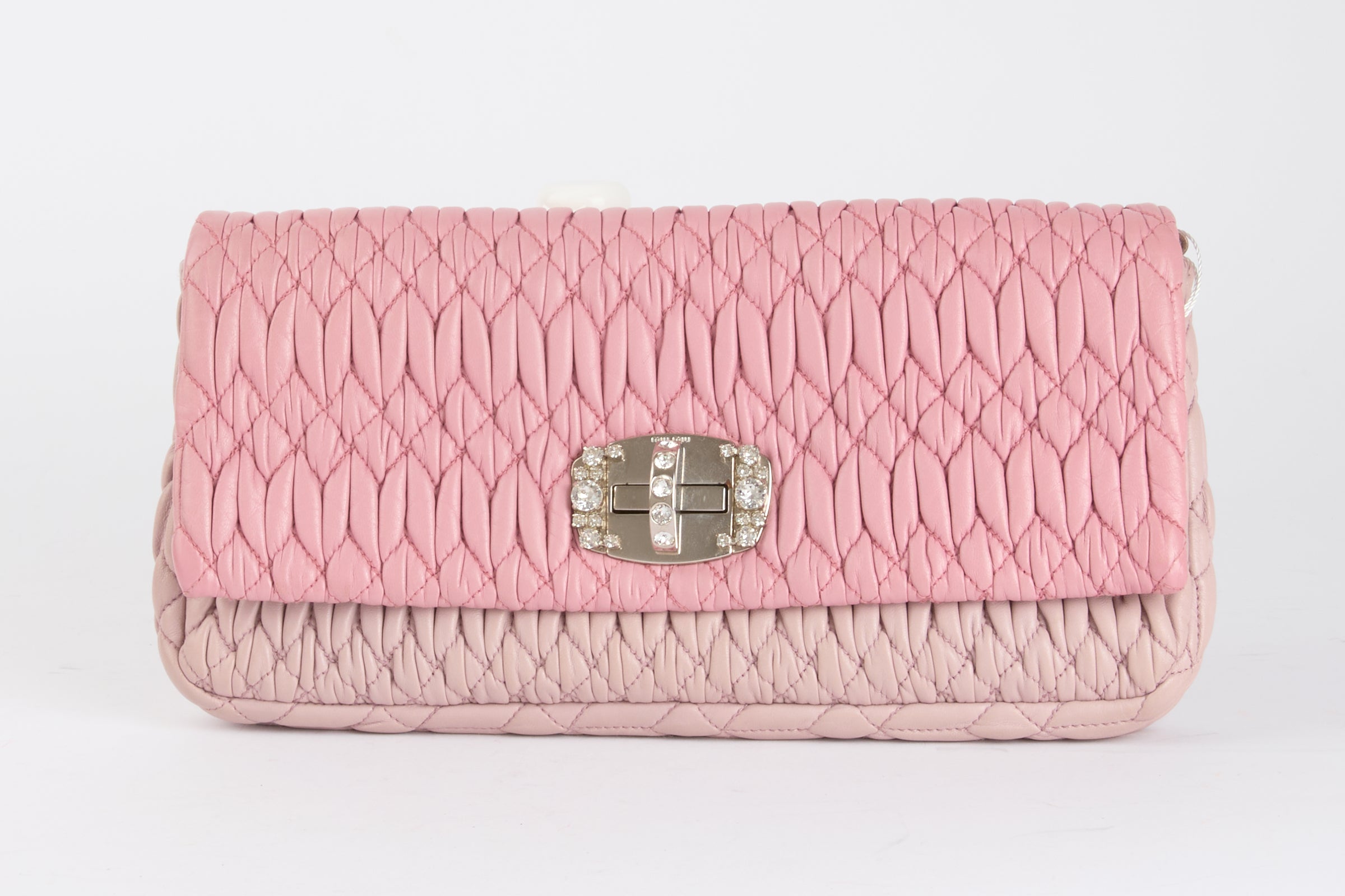 MIU MIU - Quilted Handbag in Two-Tone Crystal Nappa Canvas - Hand Bag