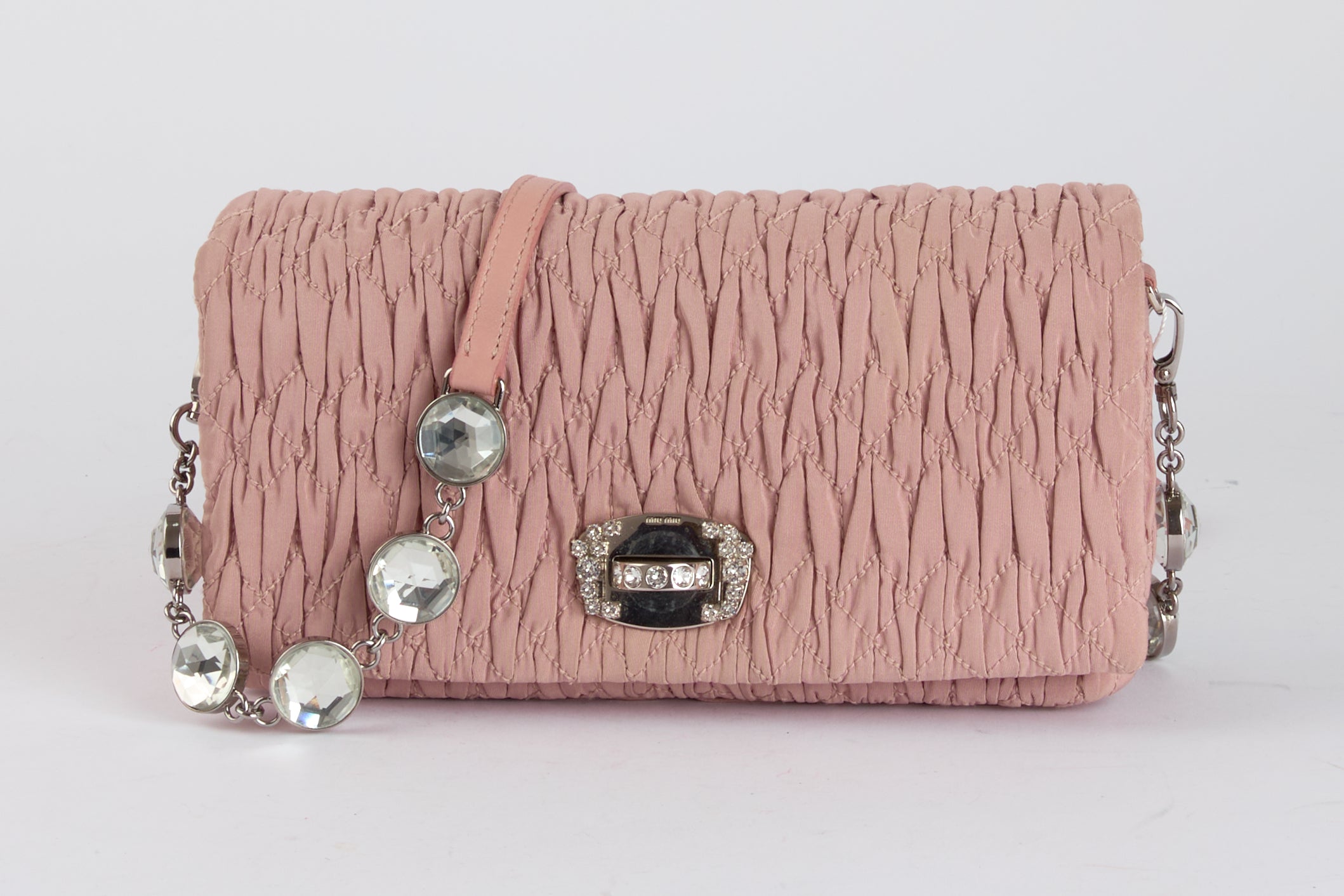 MIU MIU - Pochette Matelassé Toile Nappa Crystal Rose - Bag