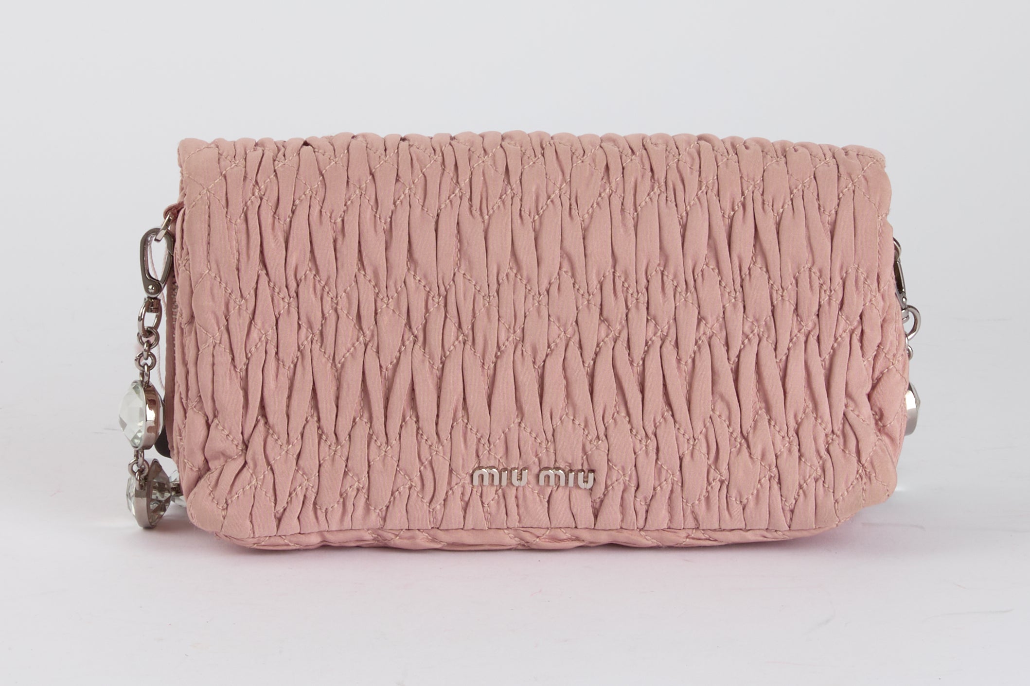 MIU MIU - Pochette Matelassé Toile Nappa Crystal Rose - Bag