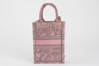 DIOR - Sac à main Book Tote Vertical Dioriviera toile de Jouy rose gris - Hand Bag
