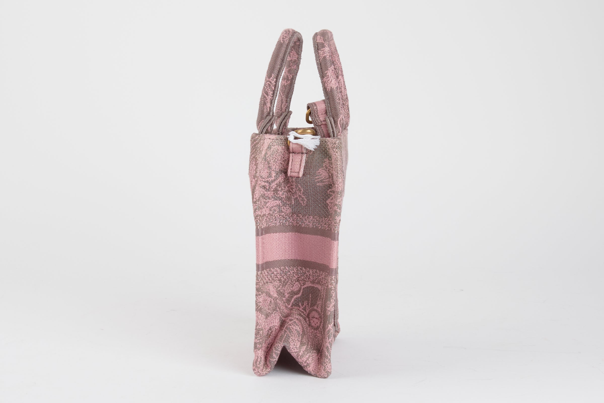 DIOR - Sac à main Book Tote Vertical Dioriviera toile de Jouy rose gris - Hand Bag