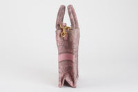 DIOR - Sac à main Book Tote Vertical Dioriviera toile de Jouy rose gris - Hand Bag