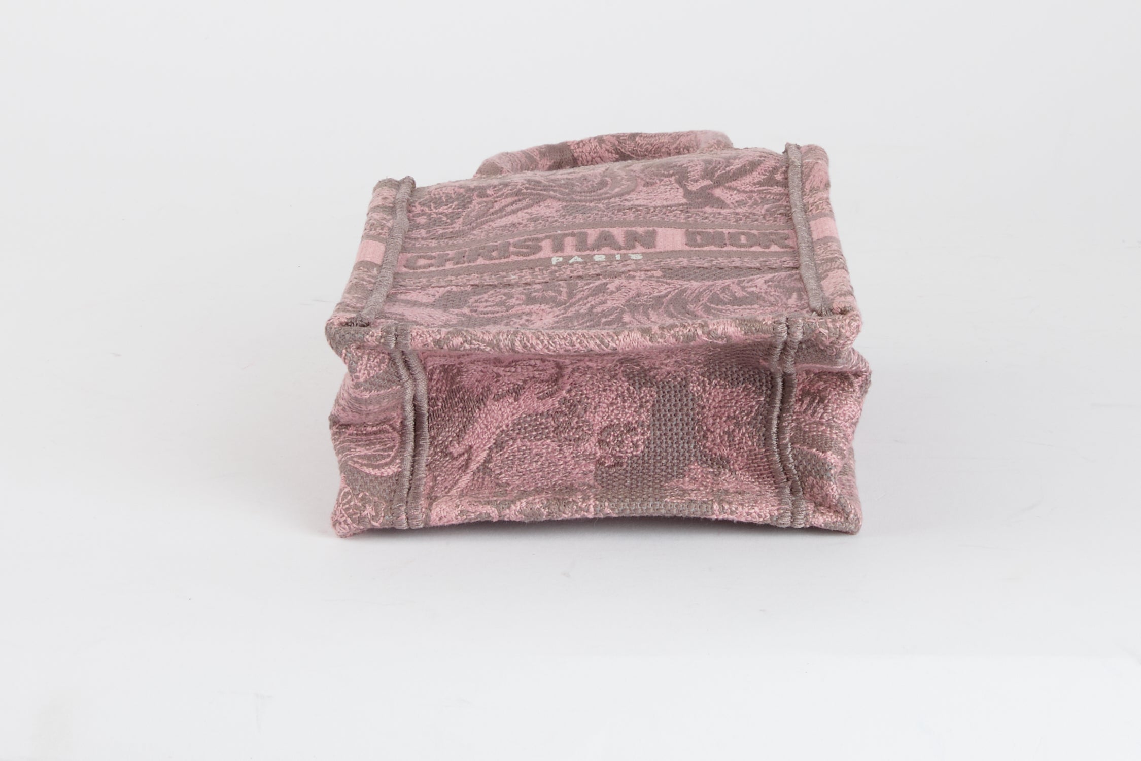 DIOR - Sac à main Book Tote Vertical Dioriviera toile de Jouy rose gris - Hand Bag