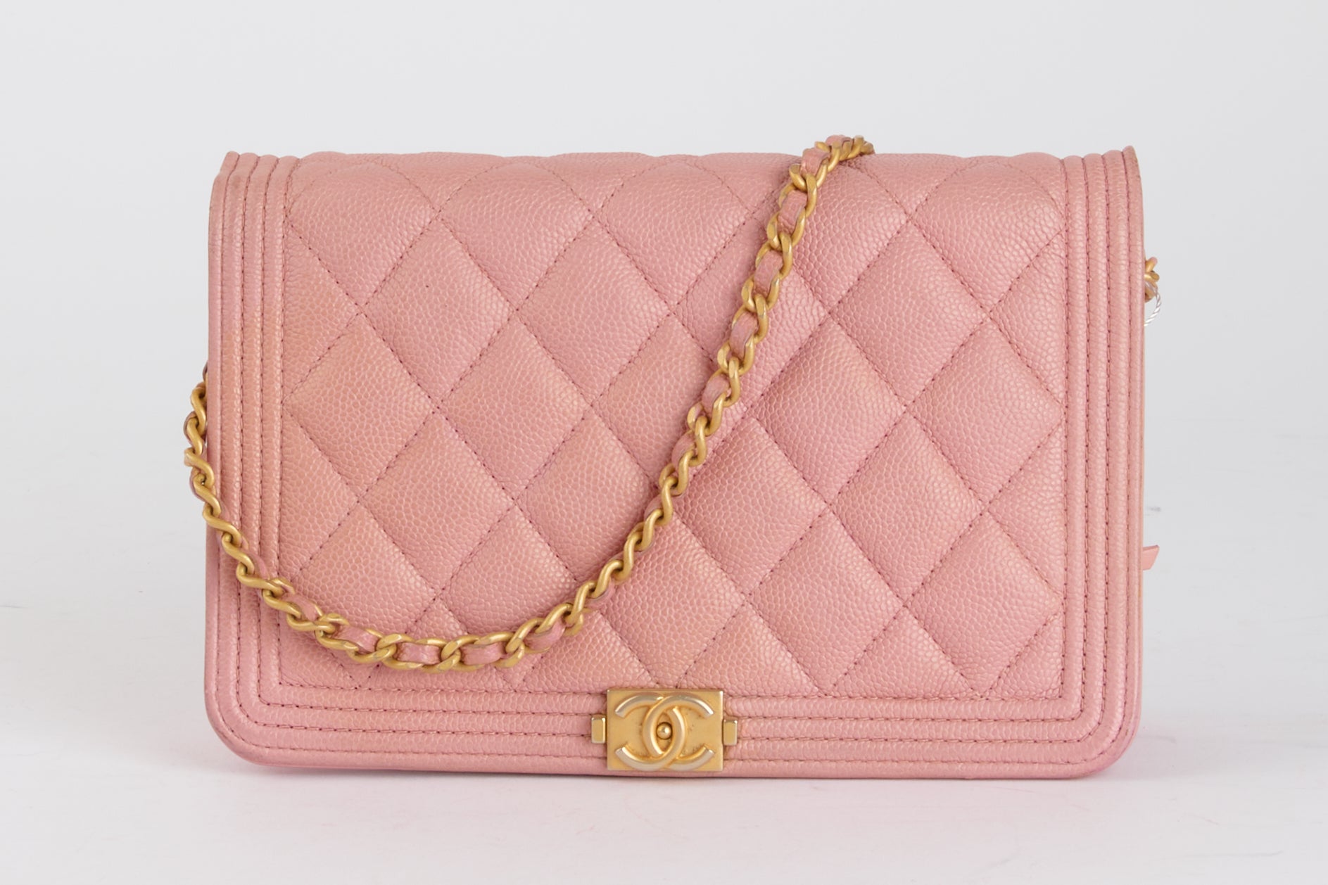 CHANEL - Sac bandoulière Wallet on Chain Boy cuir caviar rose - Hand Shoulder Bag