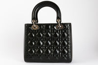 DIOR - Lady Dior Black Patent Leather Handbag