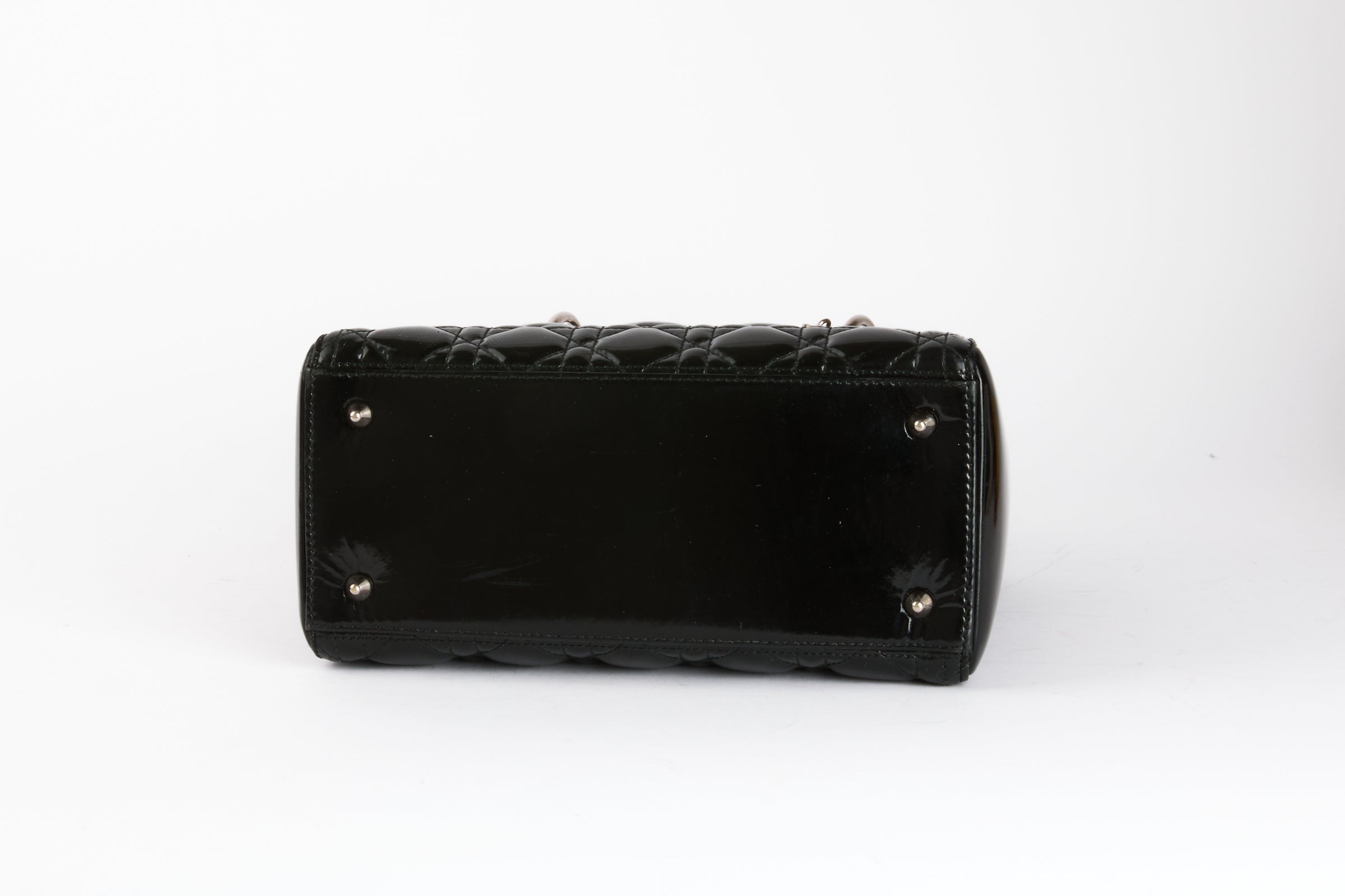 DIOR - Lady Dior Black Patent Leather Handbag