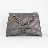 BALENCIAGA - Crush Medium shoulder bag with gray chain leather - Handbag 