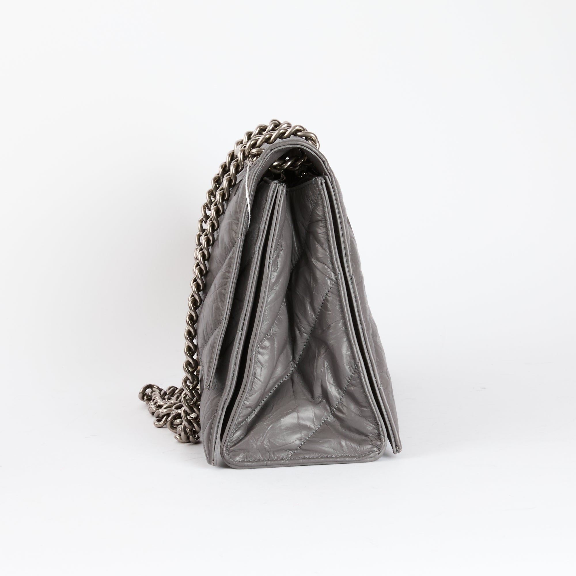 BALENCIAGA - Crush Medium shoulder bag with gray chain leather - Handbag 