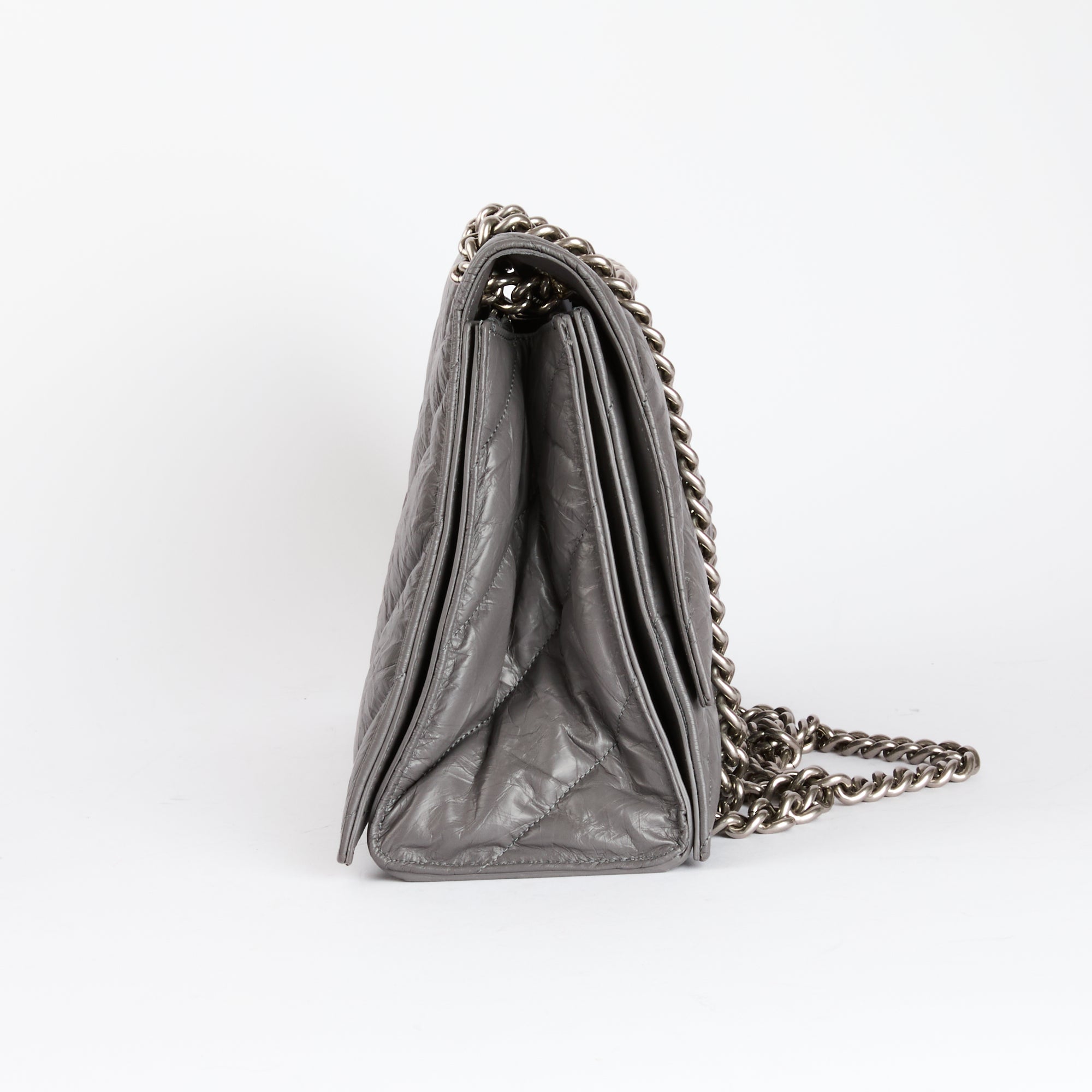 BALENCIAGA - Crush Medium shoulder bag with gray chain leather - Handbag 