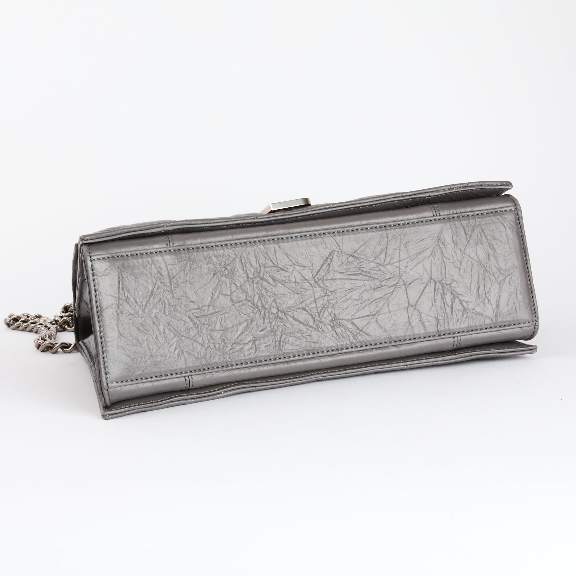 BALENCIAGA - Crush Medium shoulder bag with gray chain leather - Handbag 