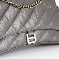 BALENCIAGA - Crush Medium shoulder bag with gray chain leather - Handbag 