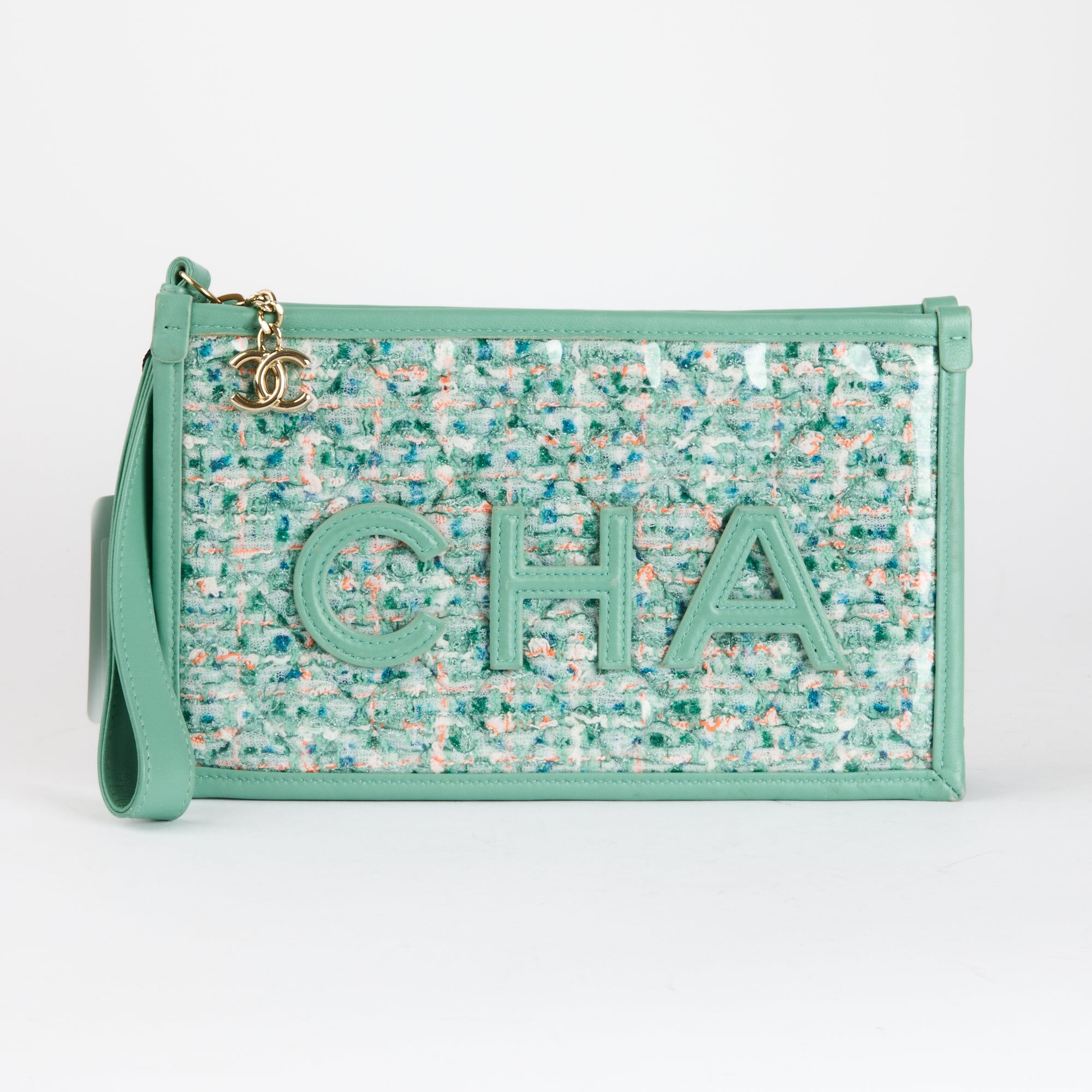 CHANEL - Pochette Tweed Vert - Pouch