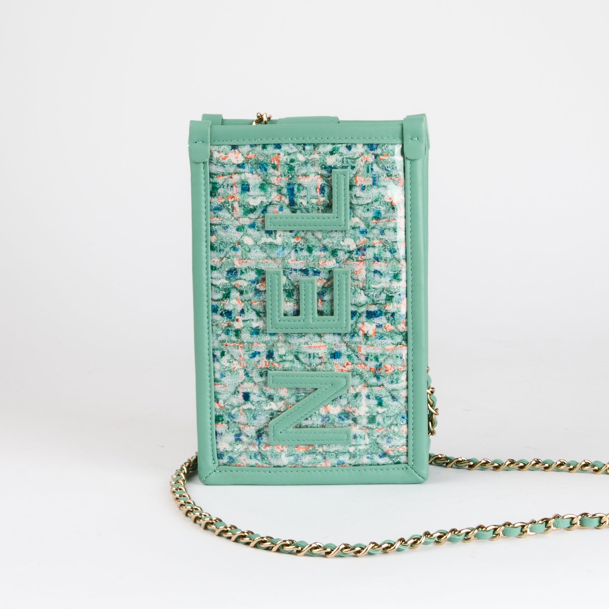 CHANEL - Small Green Tweed Shoulder Bag - Handbag