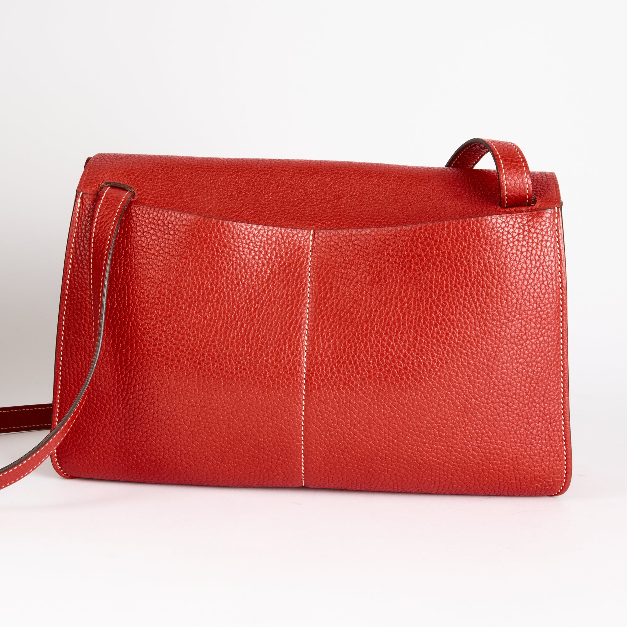 HERMES - Sac bandoulière Alzan cuir Togo rouge - Hand bag
