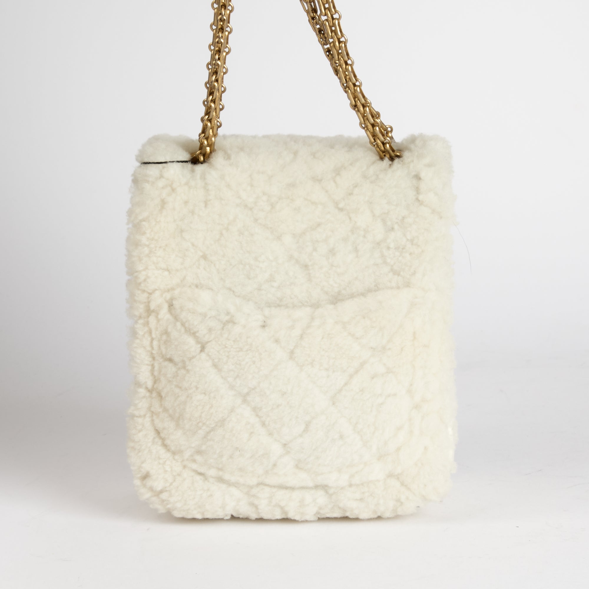 CHANEL - Sac bandoulière Mini 2.55 vertical Fourrure Shearling Blanc - Hand Shoulder bag