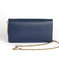PRADA - Sac bandoulière Wallet on Chain en Cuir Bleu marine - Hand Bag