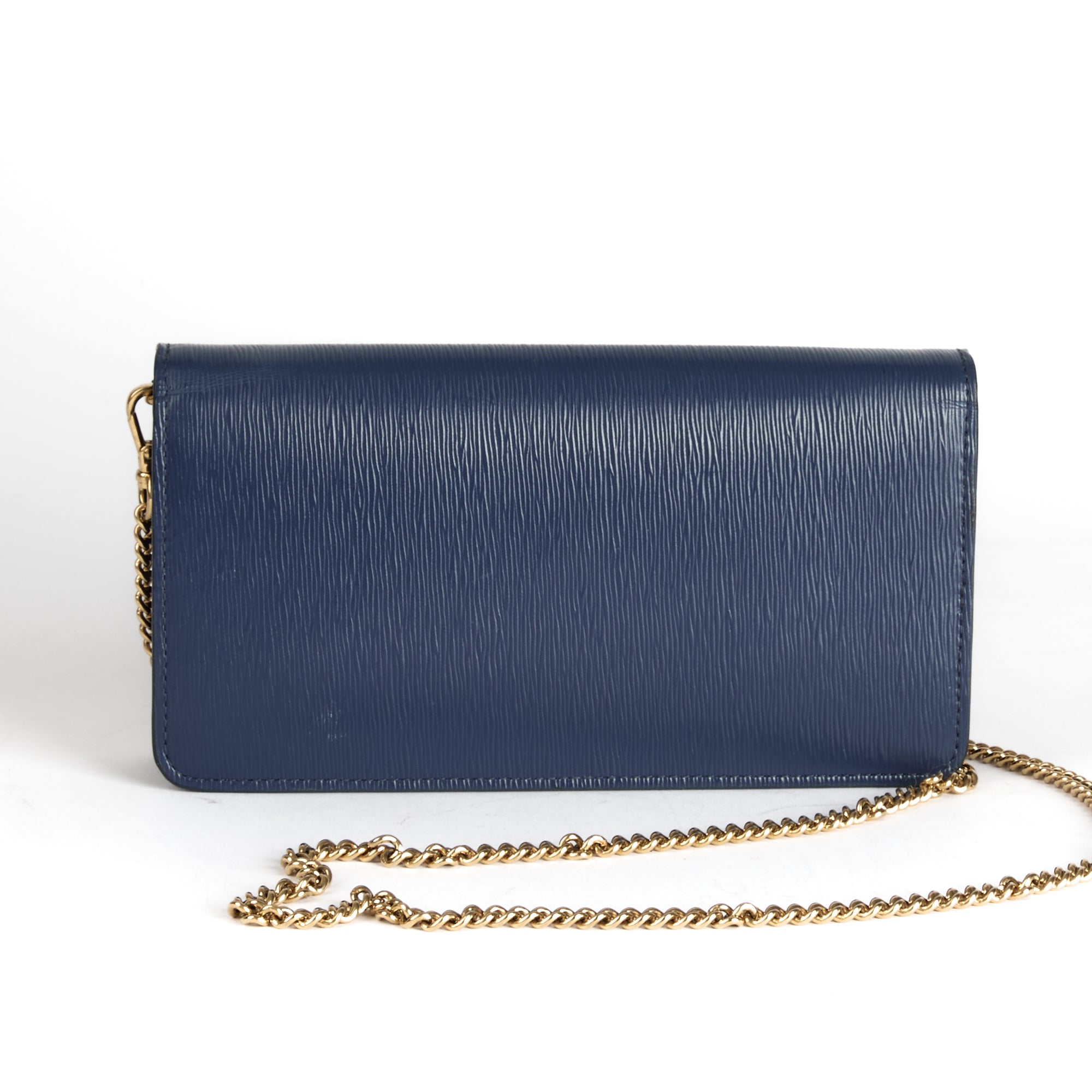 PRADA - Sac bandoulière Wallet on Chain en Cuir Bleu marine - Hand Bag