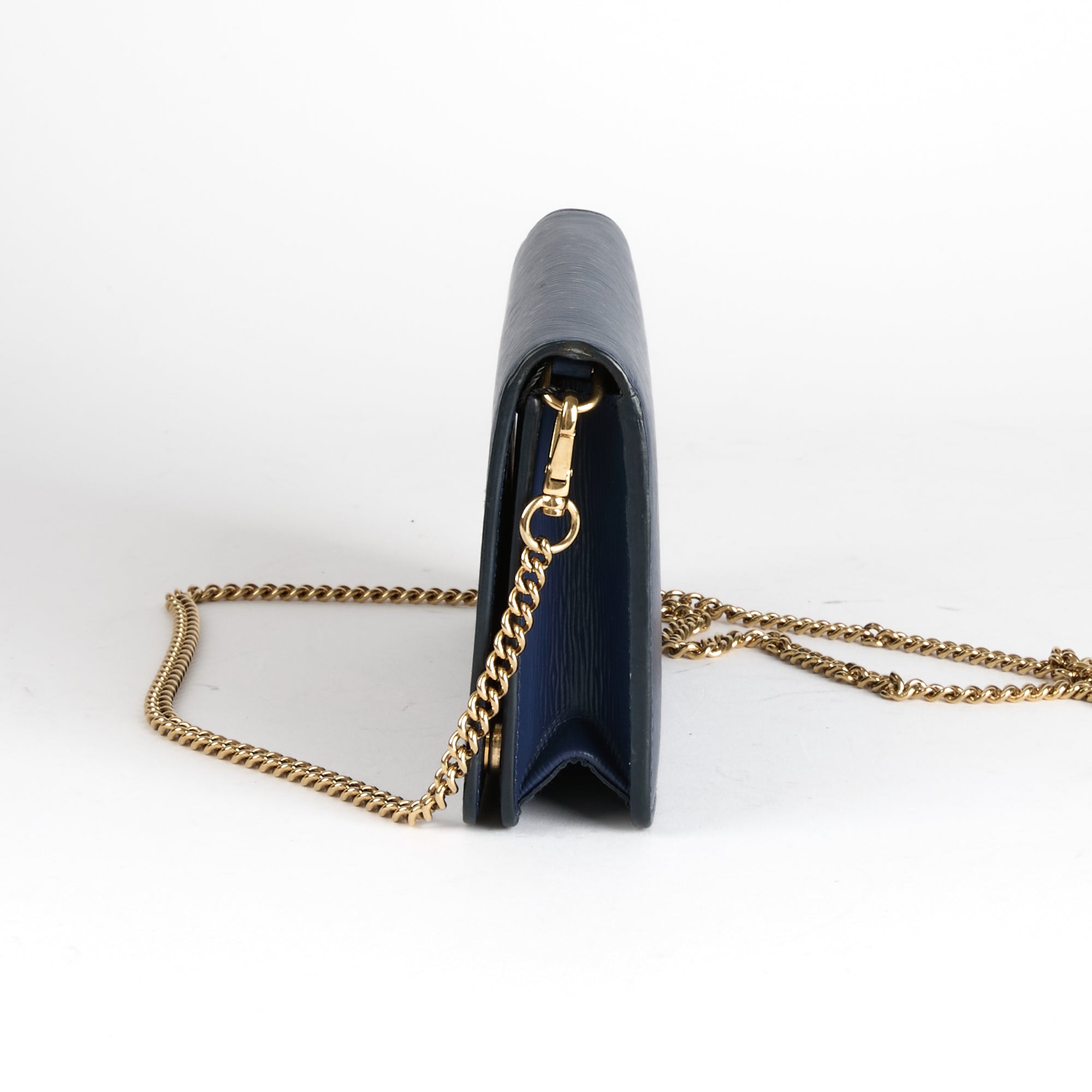 PRADA - Sac bandoulière Wallet on Chain en Cuir Bleu marine - Hand Bag