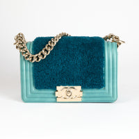 CHANEL - Sac bandoulière Boy PM Shearling Bleu - Hand Shoulder Bag