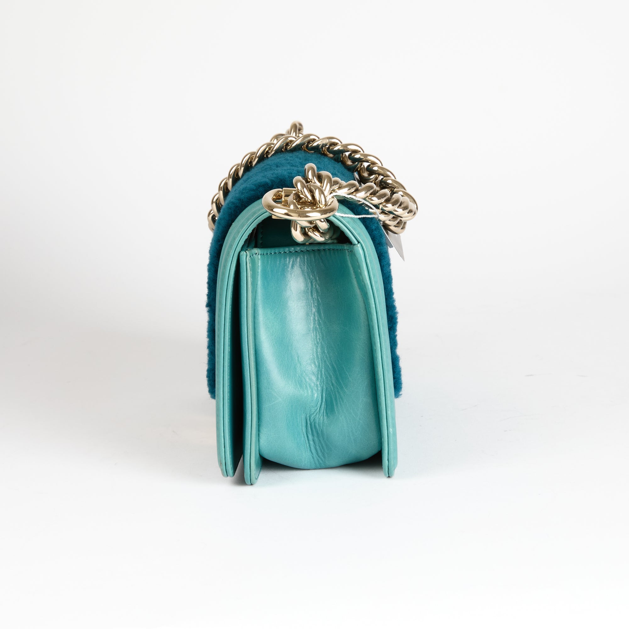 CHANEL - Sac bandoulière Boy PM Shearling Bleu - Hand Shoulder Bag