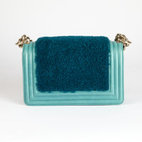 CHANEL - Sac bandoulière Boy PM Shearling Bleu - Hand Shoulder Bag