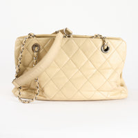 CHANEL - Sac à main Cabas Beige Caviar Logo cc - Hand Bag