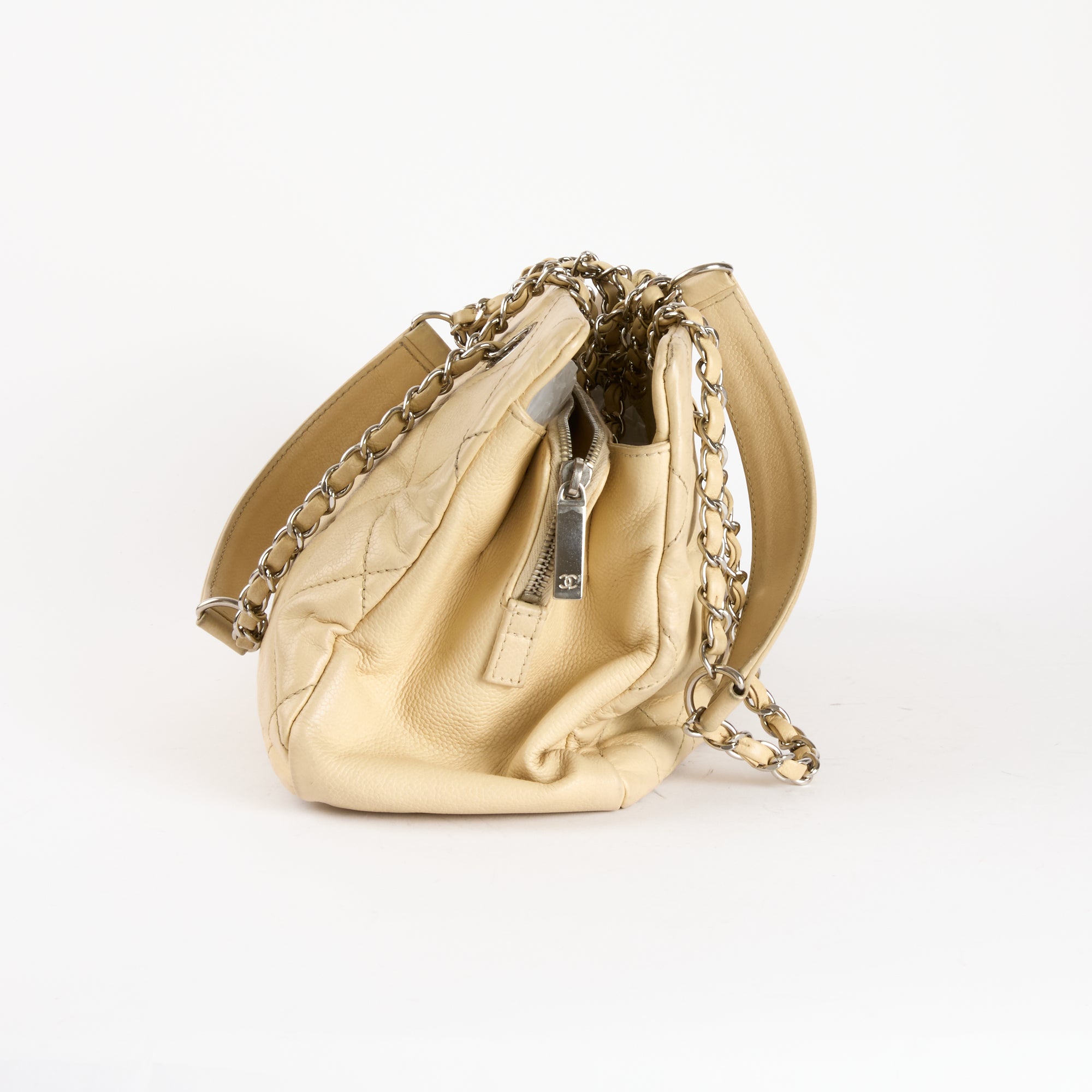 CHANEL - Sac à main Cabas Beige Caviar Logo cc - Hand Bag