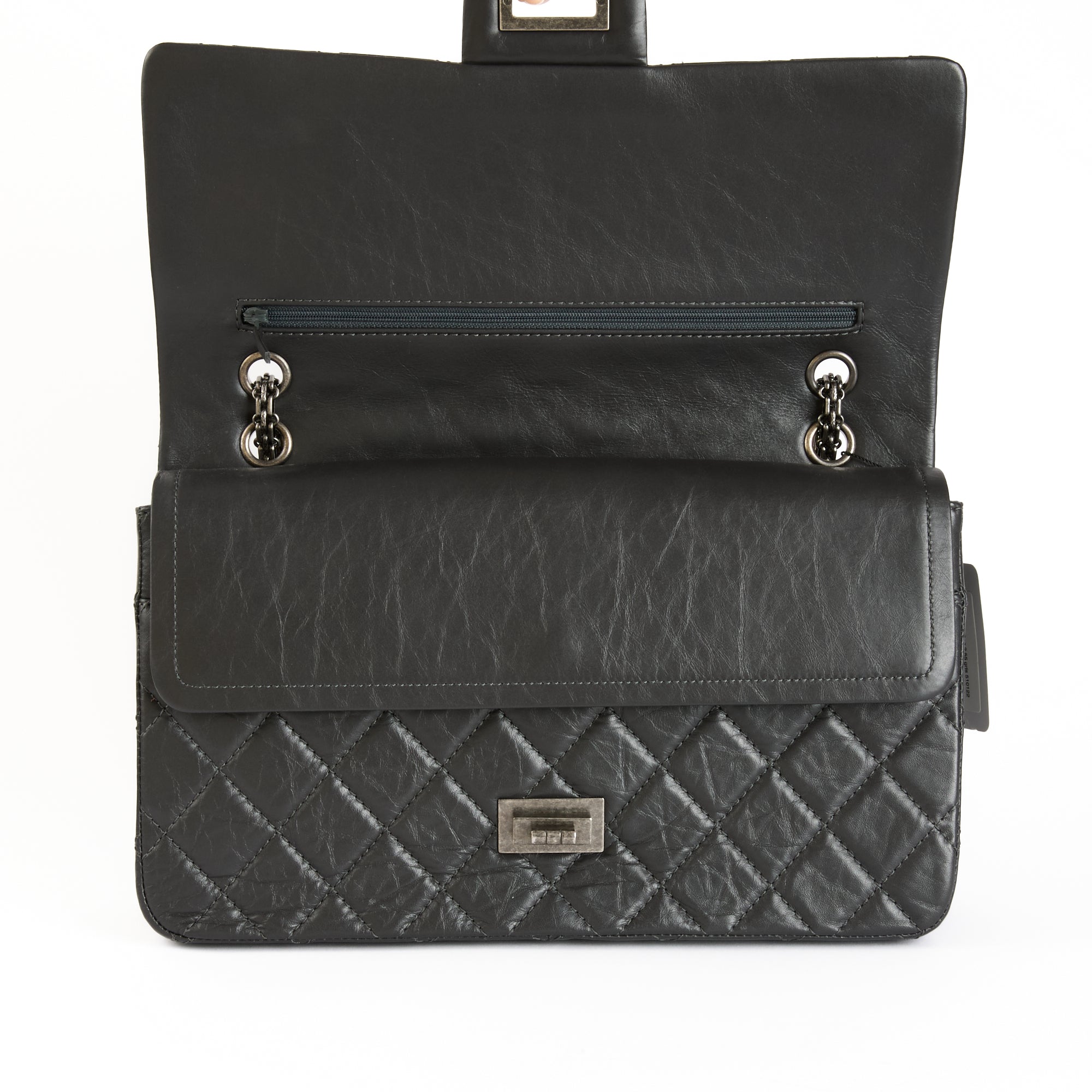 CHANEL - Sac bandoulière Jumbo 2.55 cuir gris - Hand Bag