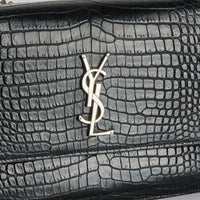 SAINT LAURENT - Sac à main Sunset cuir Embossé Crocodile noir - Hand Bag