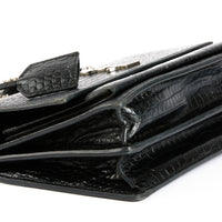 SAINT LAURENT - Sac à main Sunset cuir Embossé Crocodile noir - Hand Bag