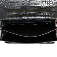 SAINT LAURENT - Sac à main Sunset cuir Embossé Crocodile noir - Hand Bag