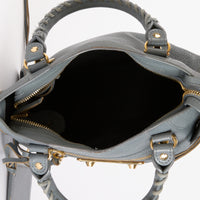 BALENCIAGA - Sac bandoulière Mini City Edge Metallic en cuir gris - Hand Bag