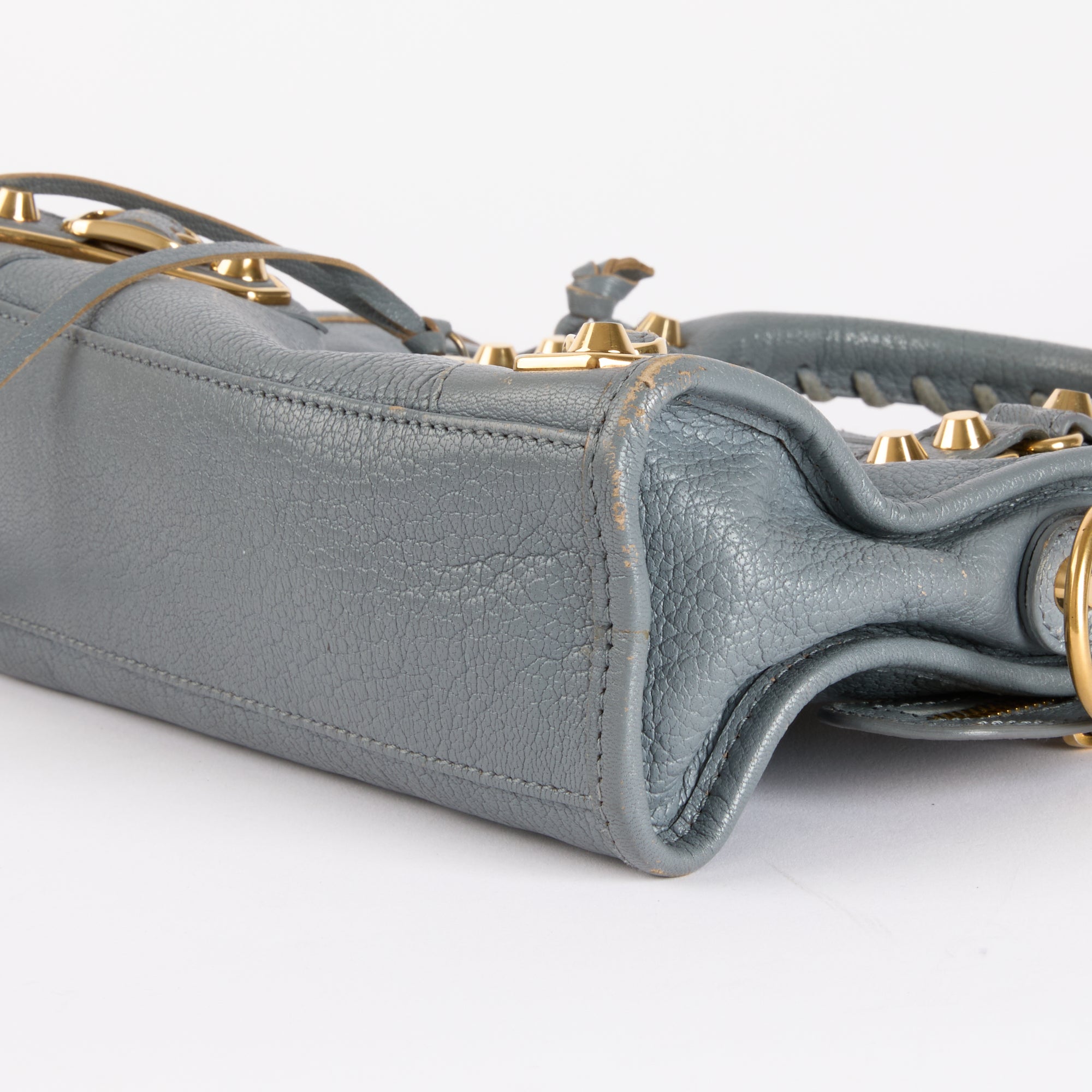 BALENCIAGA - Sac bandoulière Mini City Edge Metallic en cuir gris - Hand Bag