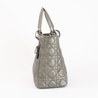DIOR - Lady Dior Medium Gray Bag - Hand Bag