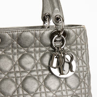 DIOR - Lady Dior Medium Gray Bag - Hand Bag