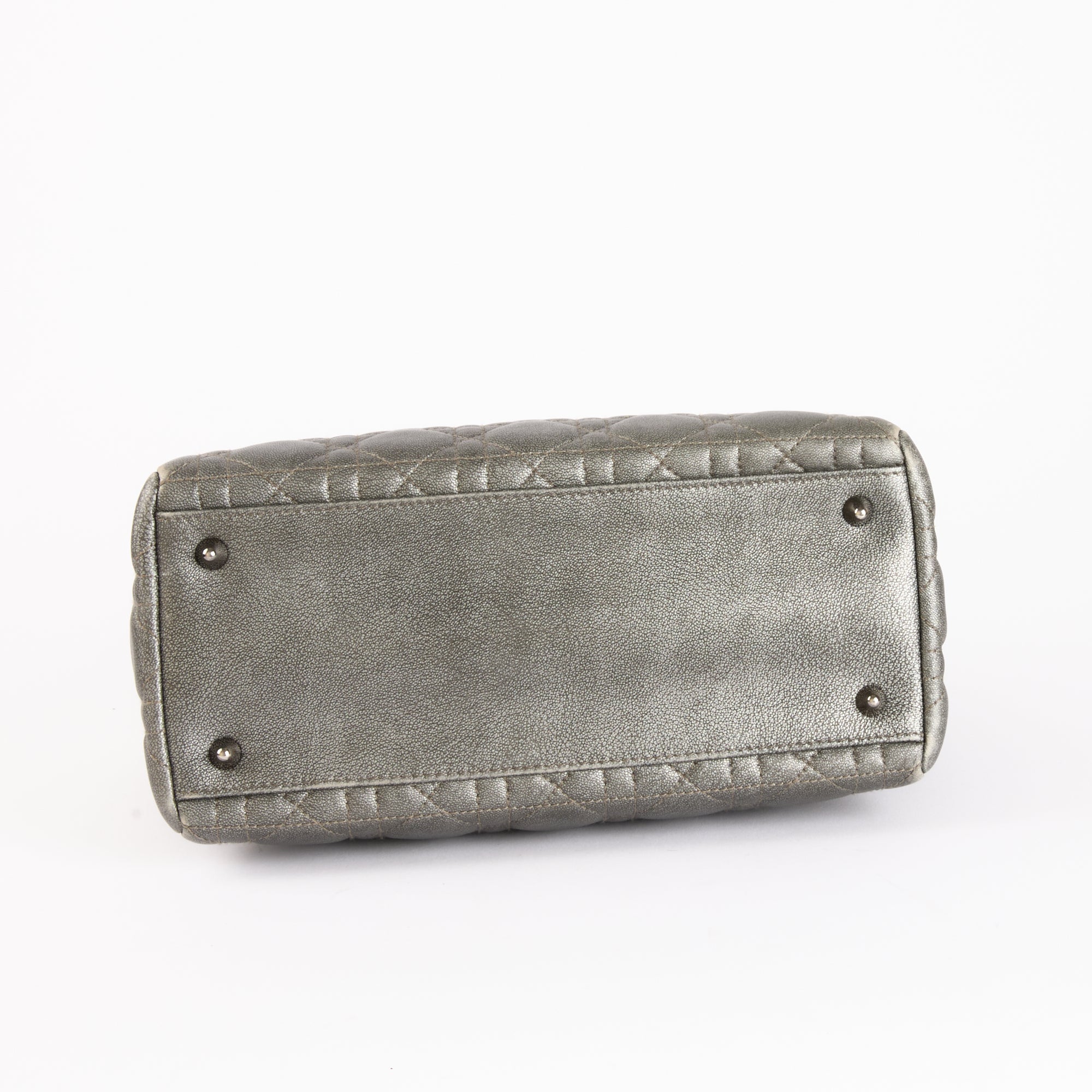 DIOR - Lady Dior Medium Gray Bag - Hand Bag