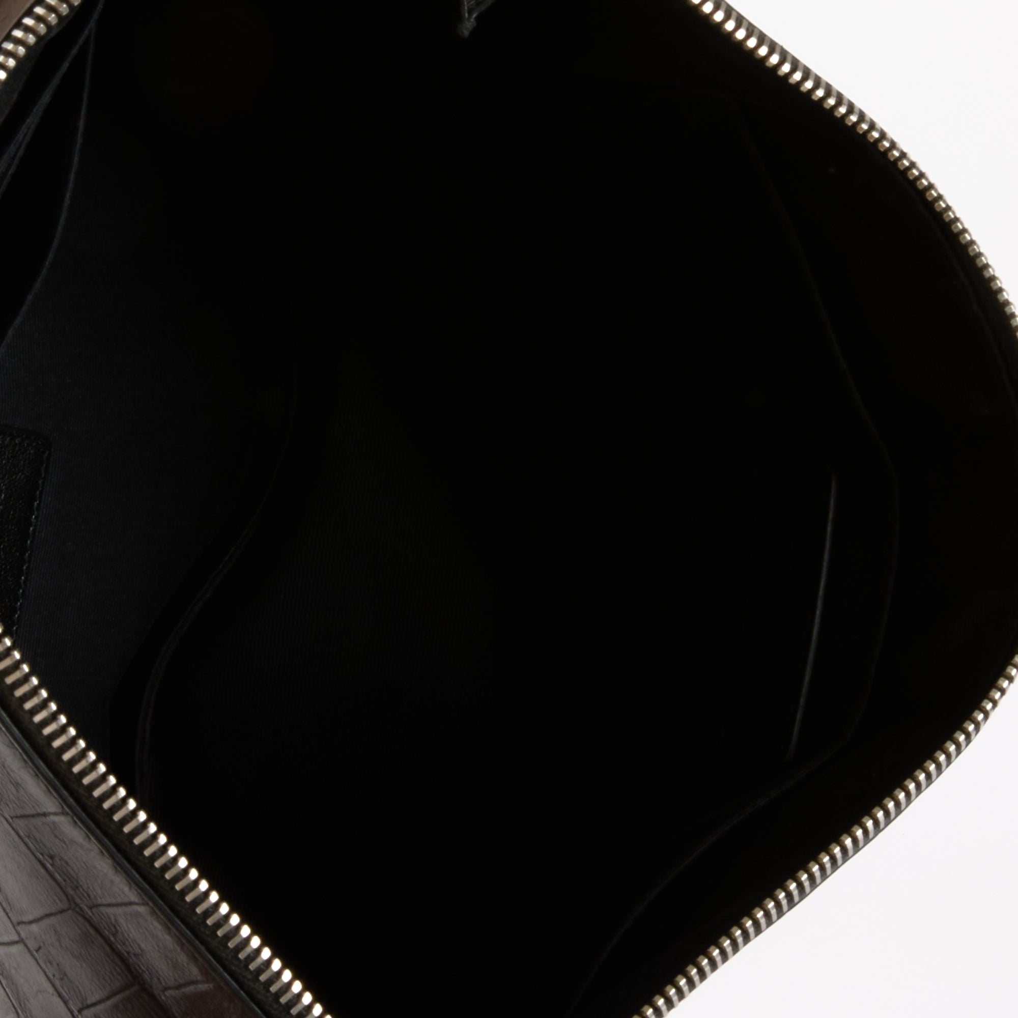 SAINT LAURENT - Black Crocodile Embossed Leather Clutch Bag 