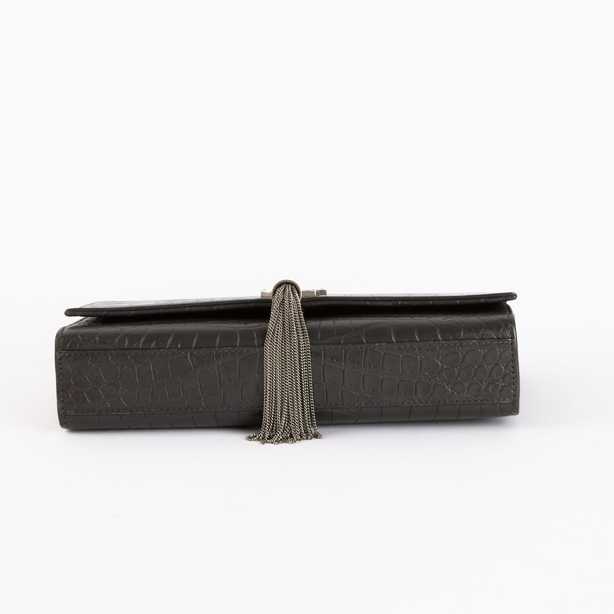 SAINT LAURENT - Sac Bandoulière Kate embossé gris - Hand Bag