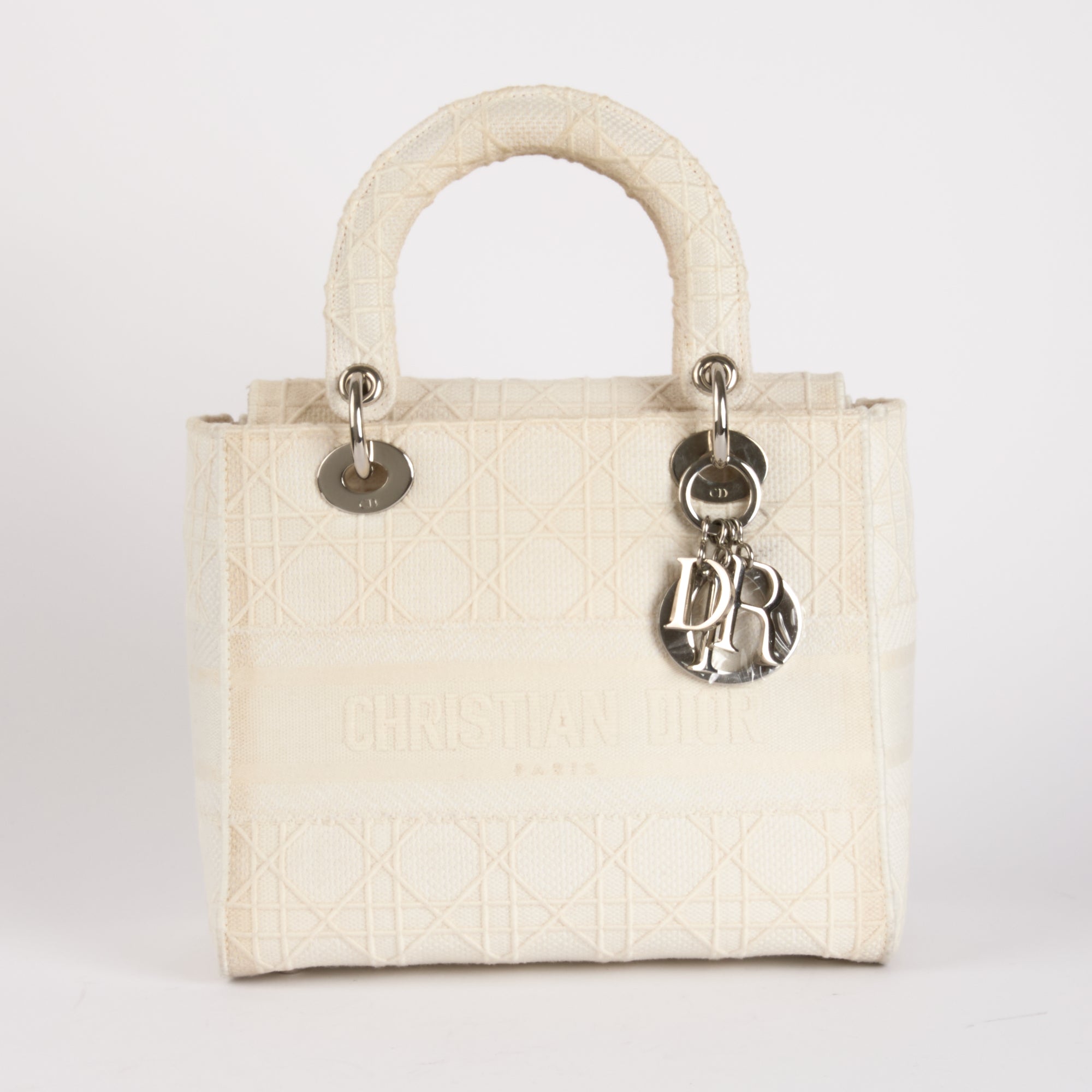 DIOR - Sac à main Lady D-Light toile Blanc - Hand Bag