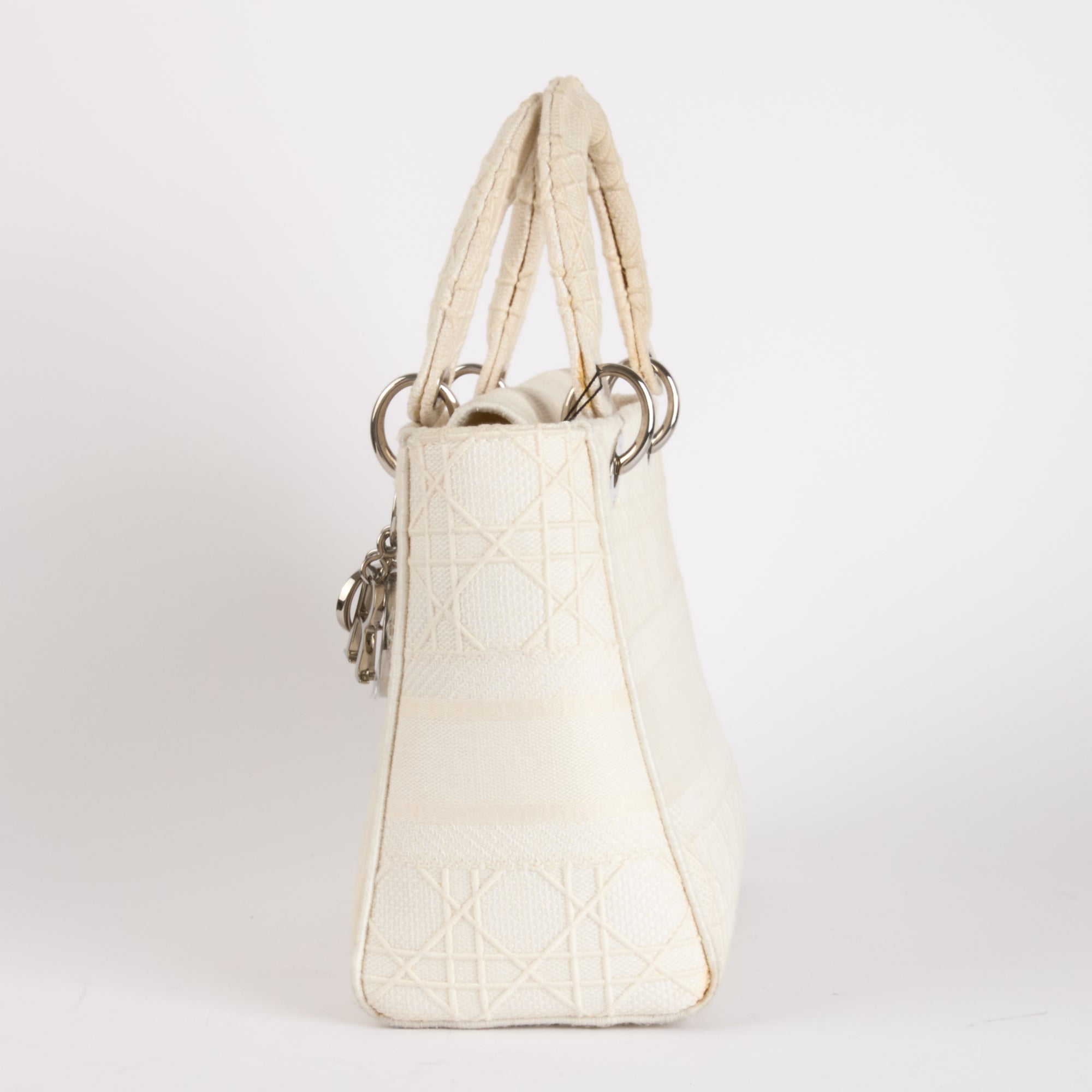 DIOR - Sac à main Lady D-Light toile Blanc - Hand Bag