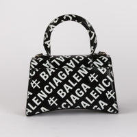 BALENCIAGA - Small Hourglass Handbag in Black and White - Hand Bag