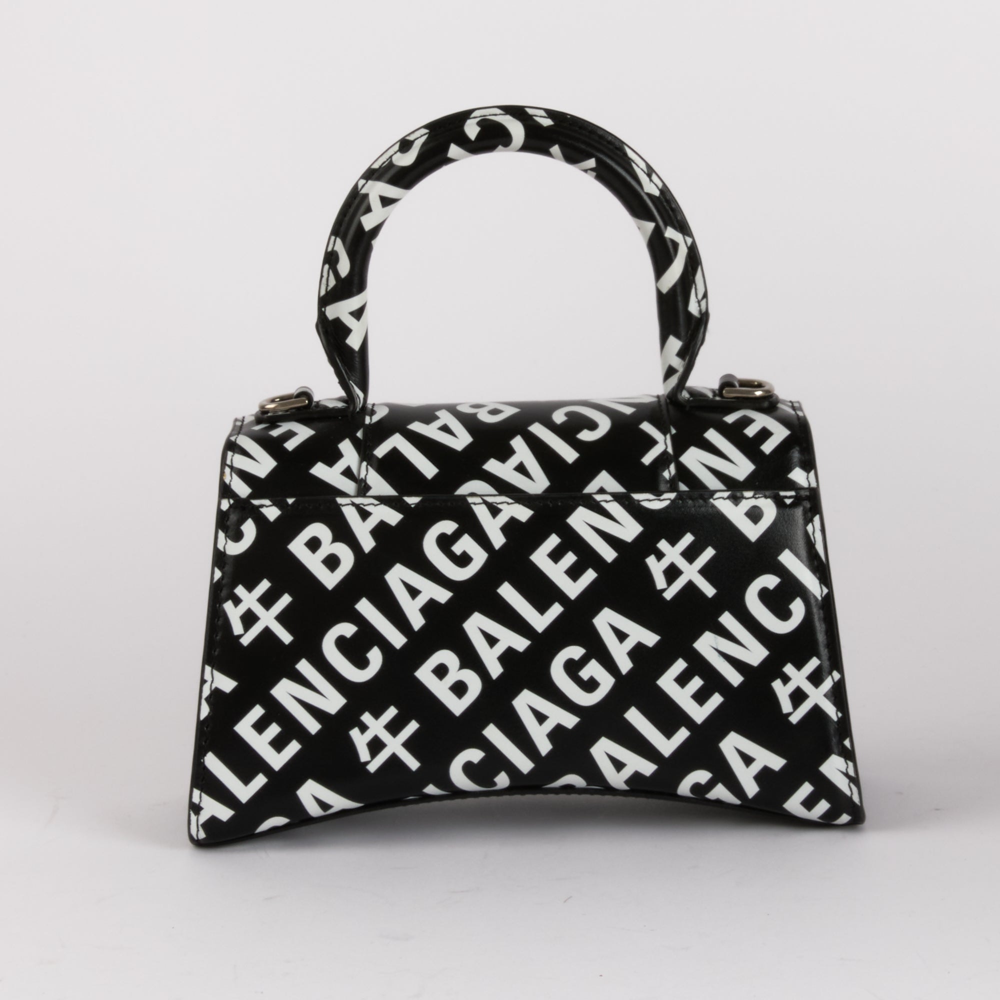 BALENCIAGA - Small Hourglass Handbag in Black and White - Hand Bag