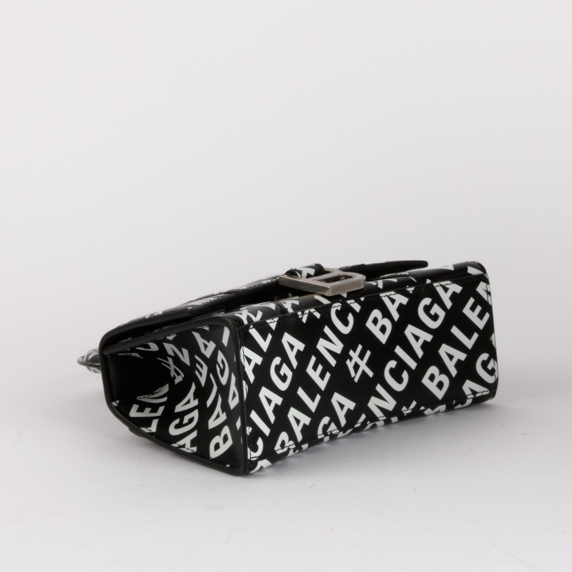 BALENCIAGA - Small Hourglass Handbag in Black and White - Hand Bag