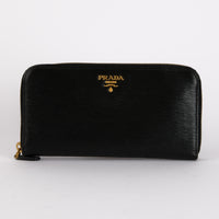 PRADA - Portefeuille Long en cuir Saffiano Noir - Hand bag