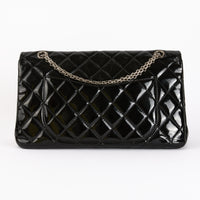 CHANEL - Sac à main 2.55 Jumbo cuir vernis noir - Hand Shoulder Bag