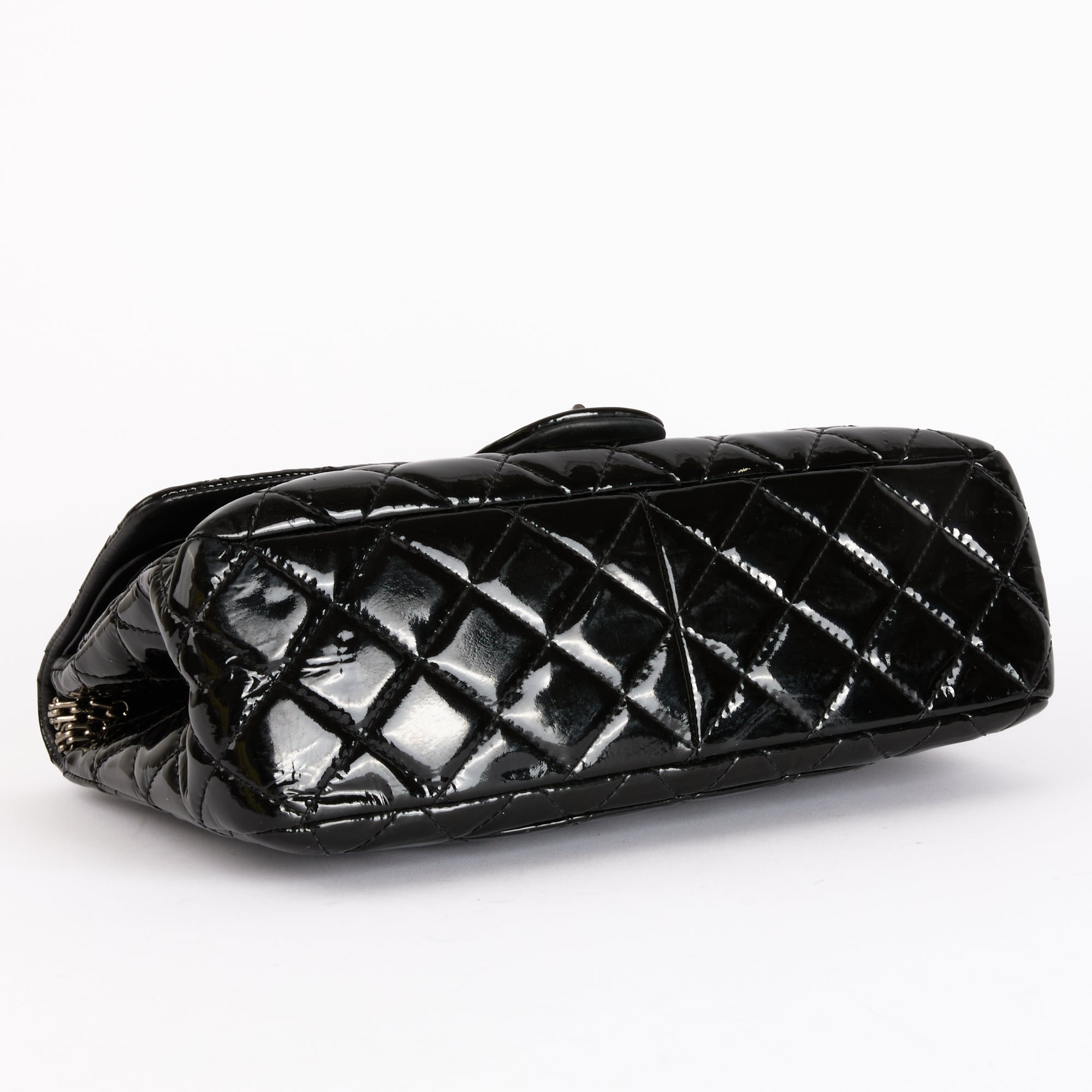 CHANEL - Sac à main 2.55 Jumbo cuir vernis noir - Hand Shoulder Bag